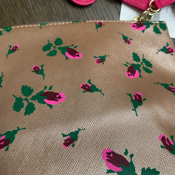 Betsey Johnson rose gold rosebuds print clam pouch bag - Picture 8 of 17